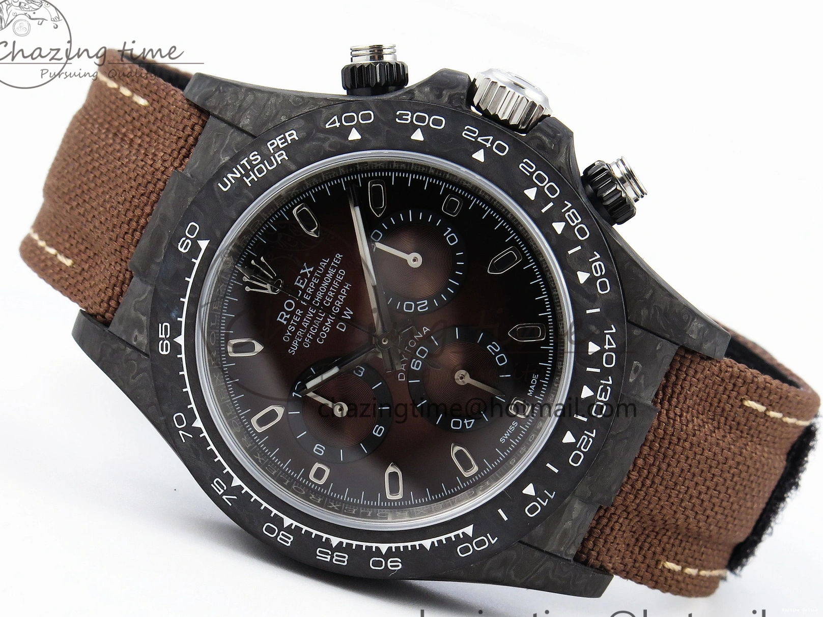 0122 Daytona DIW Carbon SS Case and Bezel DIWF Edition Brown Dial on Brown Nylon Strap A Comfortable 1888
